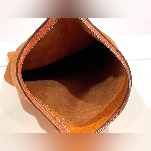 SIMON MILLER Orange Leather Slug Clutch Handbag